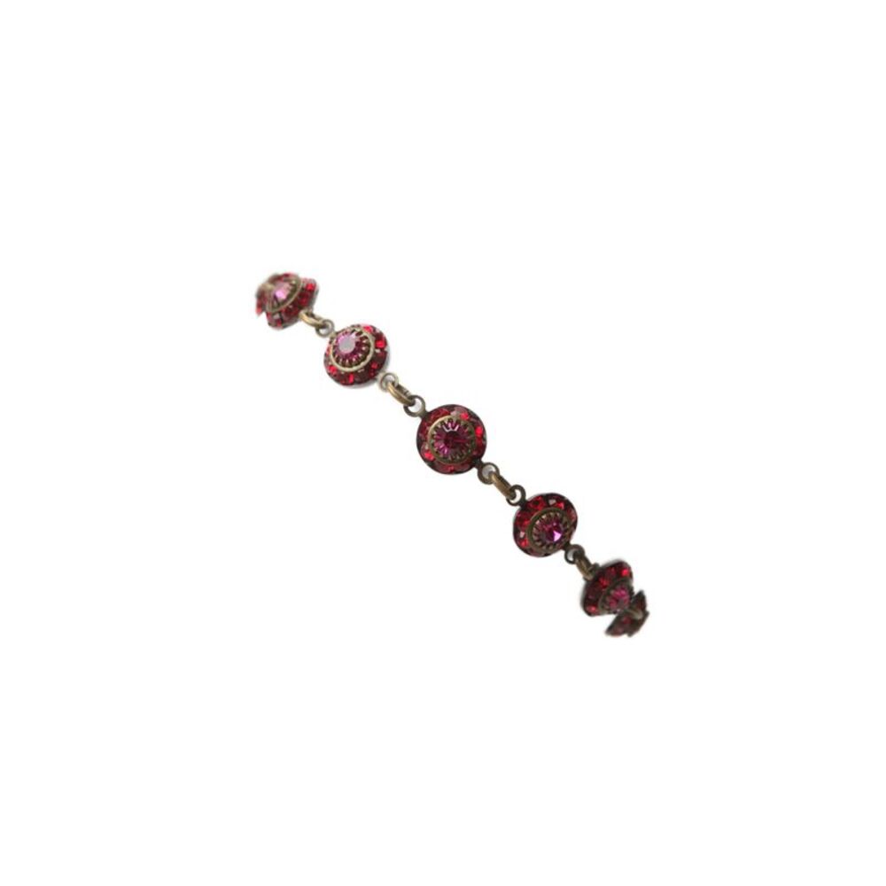 Liz Palacios Womens Vintage Brass Red Crystal Bracelet 7.5"